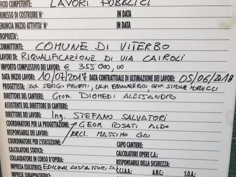cartello cantiere via cairoli