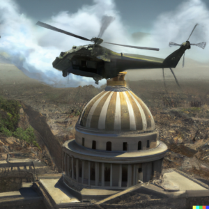 DALL·E 2022-08-04 16.06.00 - A 3d render of a ch-47 helicopter flying over pantheon. Oil painting by monet