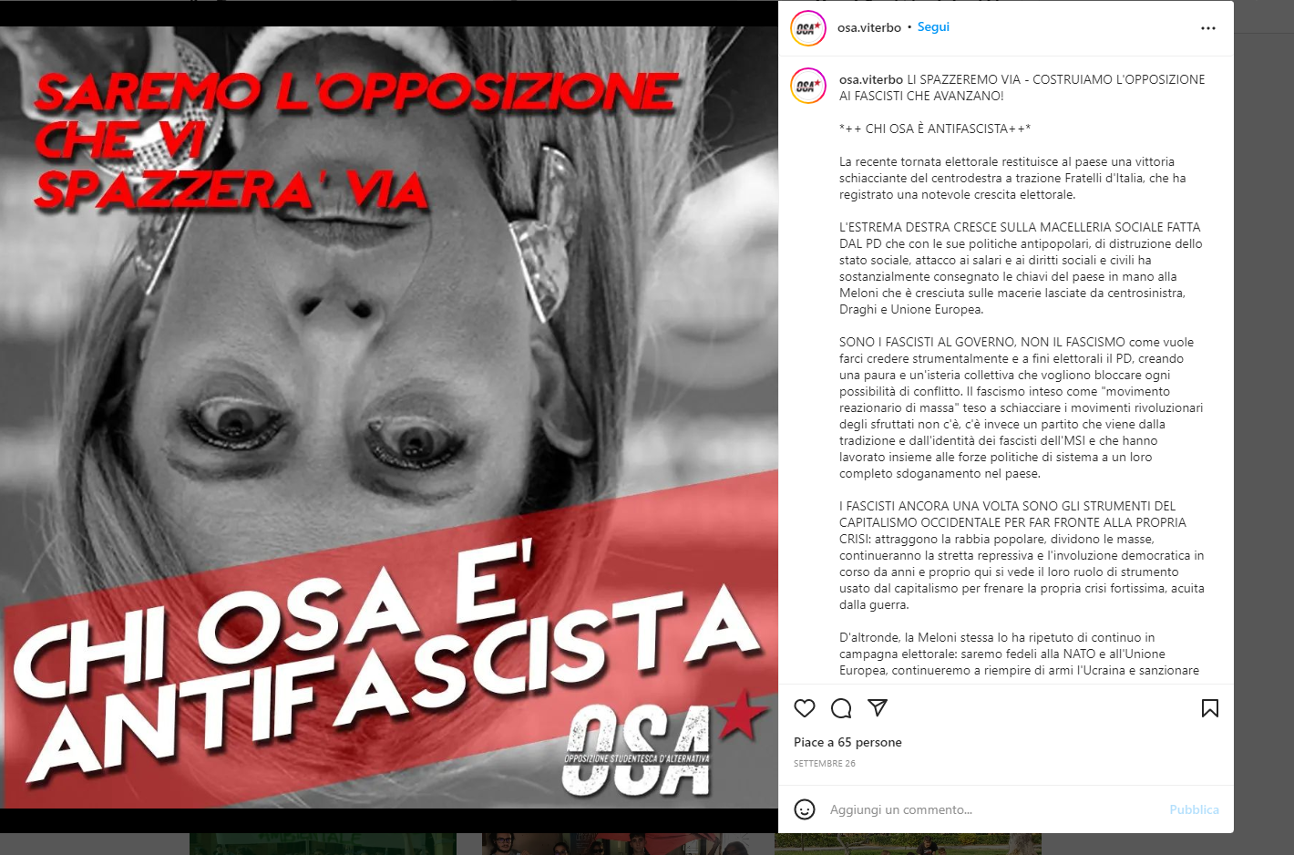 giorgia meloni osa viterbo