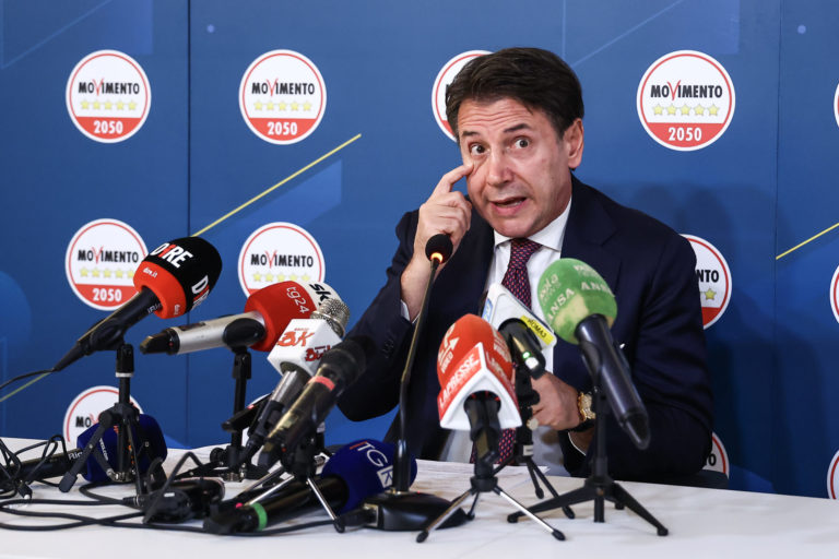 Conferenza stampa di Giuseppe Conte sulle prossime elezioni regionali del Lazio