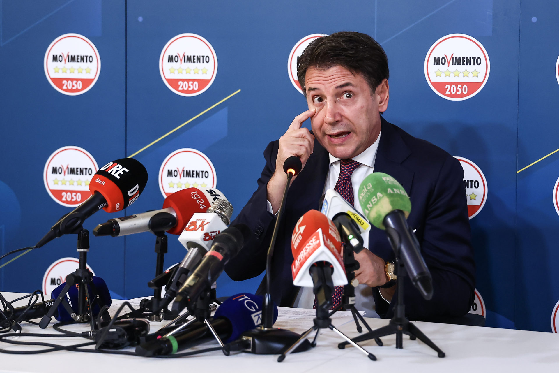 Conferenza stampa di Giuseppe Conte sulle prossime elezioni regionali del Lazio