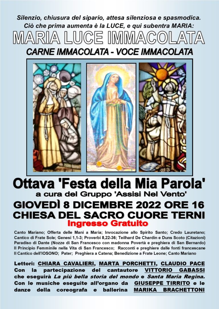 IMMACOLATA SACRO CUORE TERNI 8 DIC 22 ORE 16