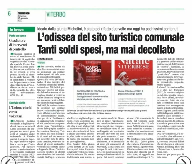 VisitViterbo - il sito che non decolla - corriere di Viterbo