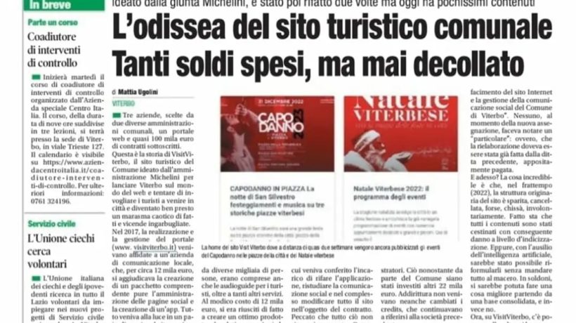 VisitViterbo - il sito che non decolla - corriere di Viterbo