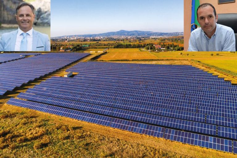 Aerial view of Solar Panel in Tuscany, Italy