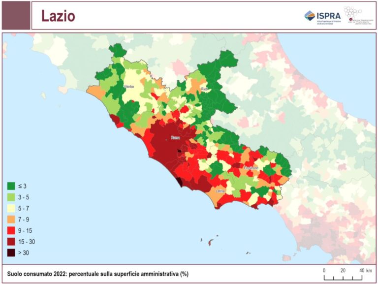 consumo di suolo 2023 Lazio