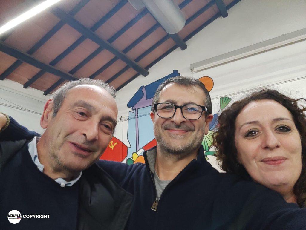 Antonio Mallamo (amministratore unico Astral) con al centro un sorridente Massimiliano Valeriani