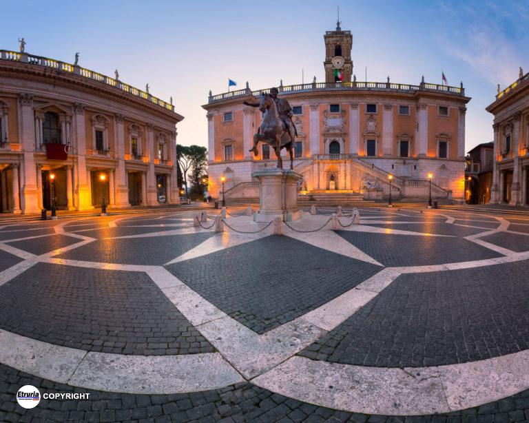 Piazza del Campidoglio and Emperor Marcus Aurelius Statue in the