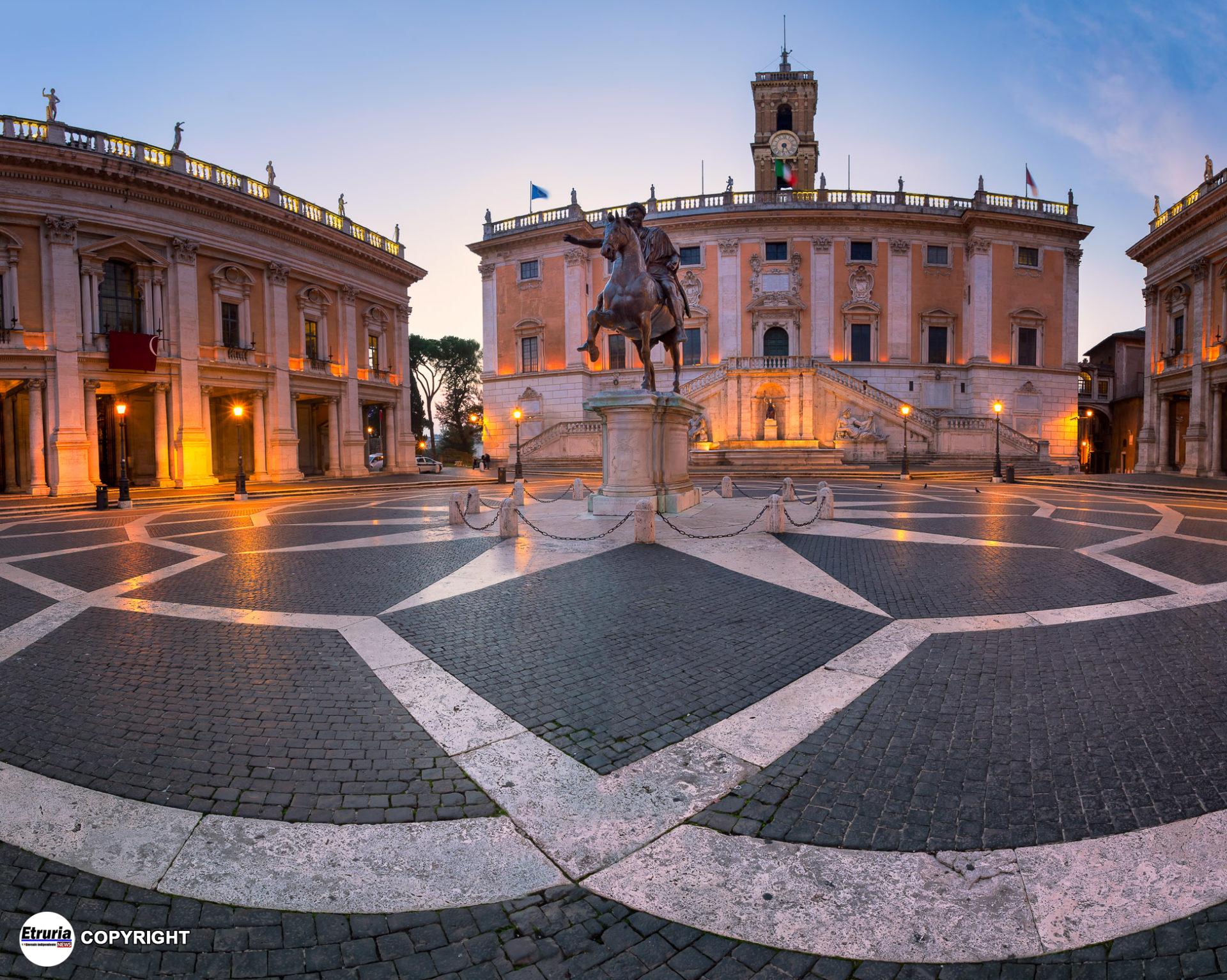 Piazza del Campidoglio and Emperor Marcus Aurelius Statue in the