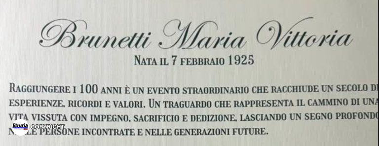 maria vittoria brunetti 100 anni