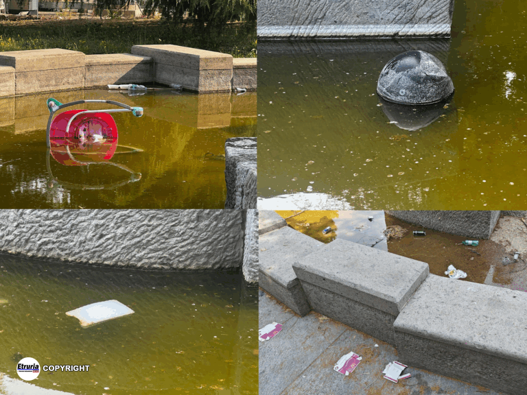 fontana sfera vandalizzata