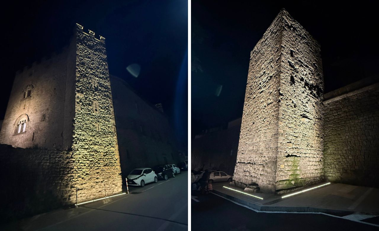 torri illuminate viterbo
