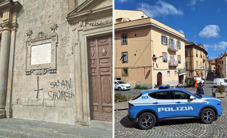 scritte sataniche polizia viterbo