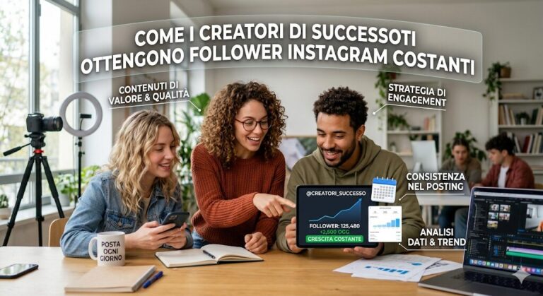 Scopri come i creator di successo ottengono follower Instagram costanti con nicchia, Reels, engagement, collaborazioni e profilo ottimizzato.