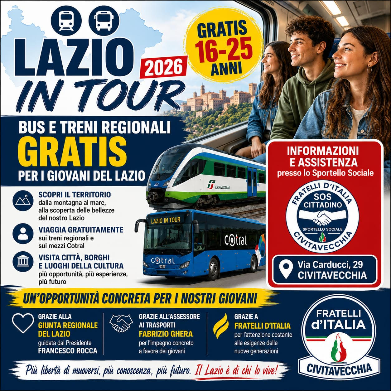 Torna "Lazio in Tour", FdI Civitavecchia: «Opportunità concreta per i giovani grazie alla Giunta Rocca» 2 laziotour