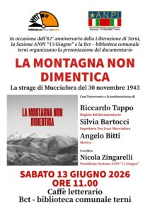 Bombardamenti e liberazione della città di Terni: le iniziative per l'82esimo anniversario 2 presentazione la montagna non dimentica 13.06.2026