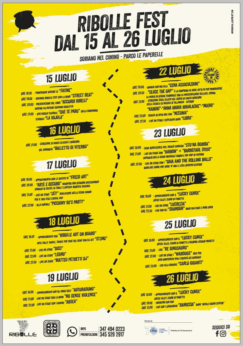 Ribolle Fest 2026: a Soriano nel Cimino dieci serate di musica, arte e spettacolo 2 WhatsApp Image 2026 07 03 at 07.47.50