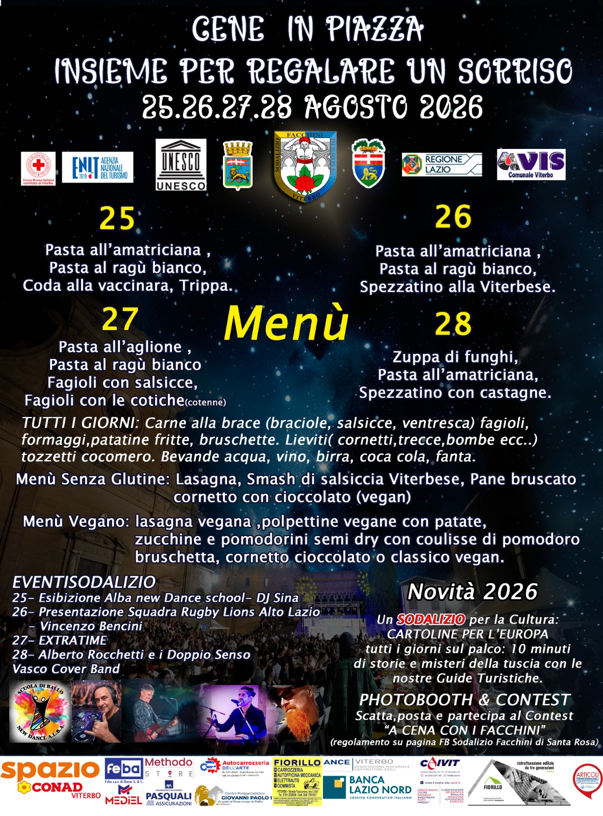 Viterbo - Al via le Cene con i Facchini: menù, tradizioni e spettacoli delle quattro serate 2 menu 1