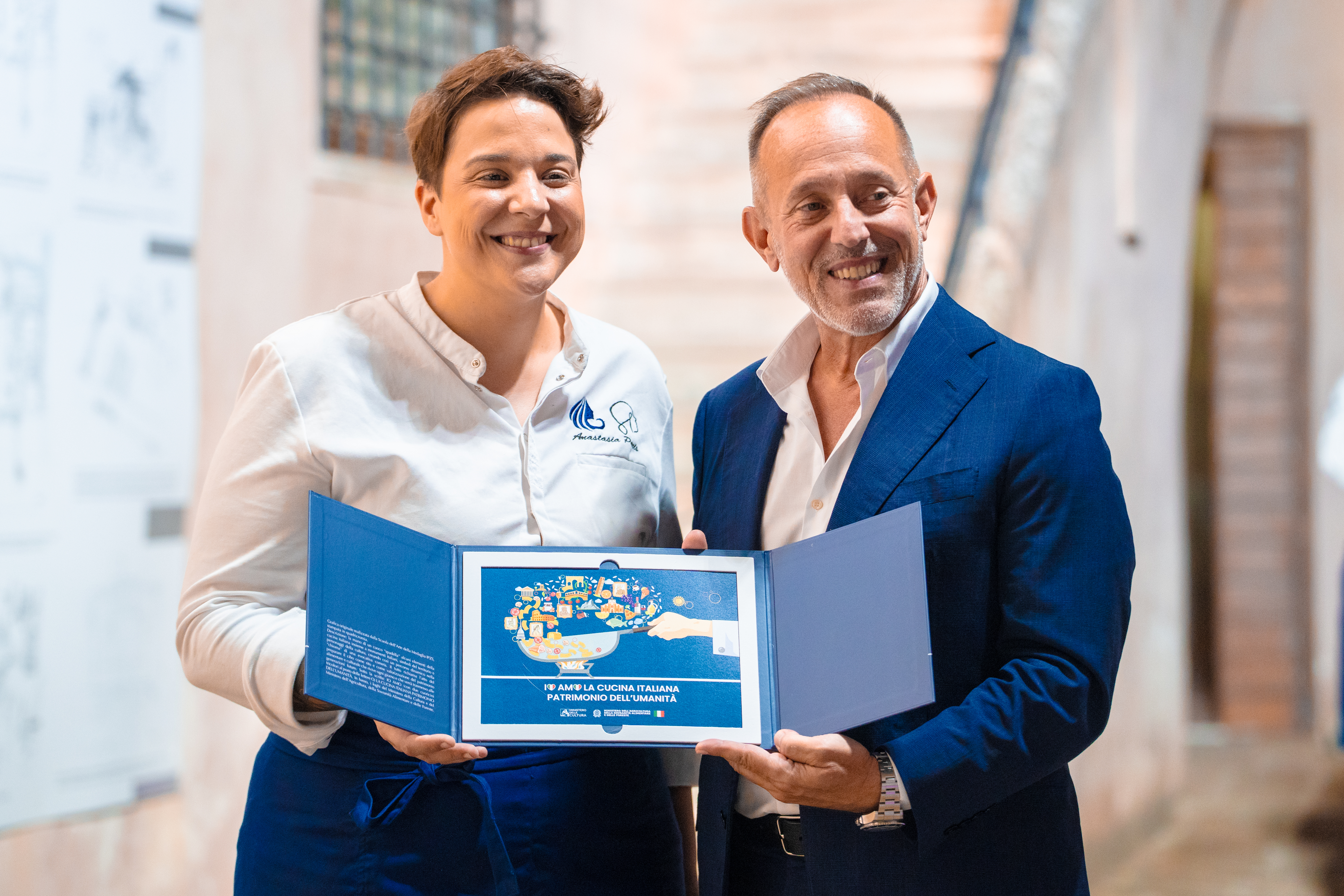 Assaggia il Lazio, chef e ristoratori protagonisti assoluti al Castello di Santa Severa 3 Anastasia Paris con Giancarlo Righini