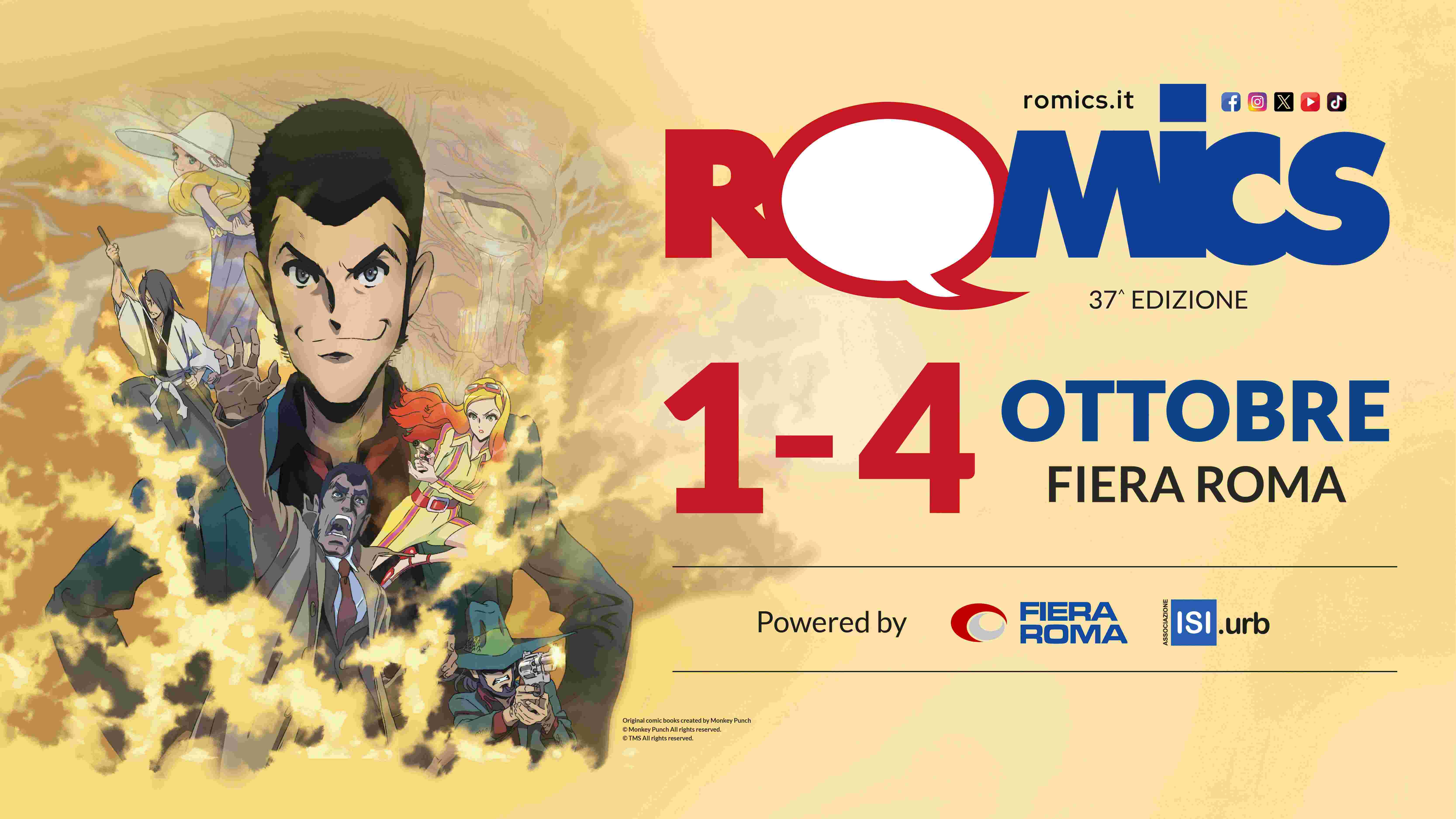 Romics, torna a Fiera di Roma: fumetto, animazione e games mondiali accendono l'immaginario 2 Manifesto Romics Lupin 1